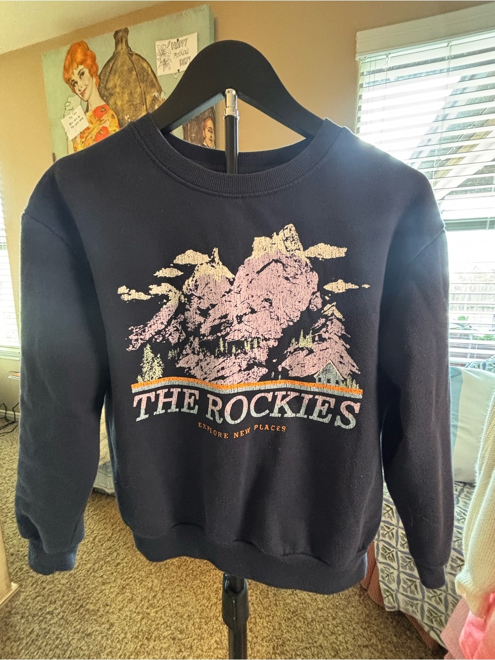 Art Class Kids "The Rockies" Graphic Crewneck Sweatshirt - Navy Blue YL